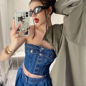 ZARA BLOGGERS FAV DENIM CORSET TOP